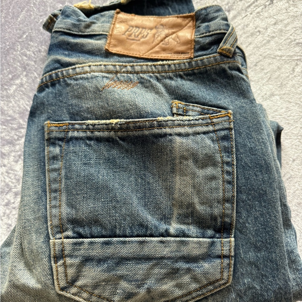 PRPS Denim Jeans | Distressed Straight Leg | Button Fly | Medium Wash